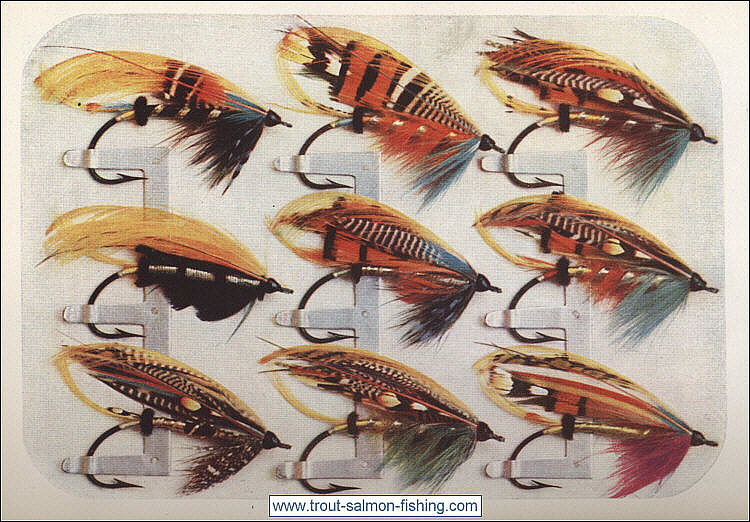 A small selection of fully dressed traditional Scottish salmon flies